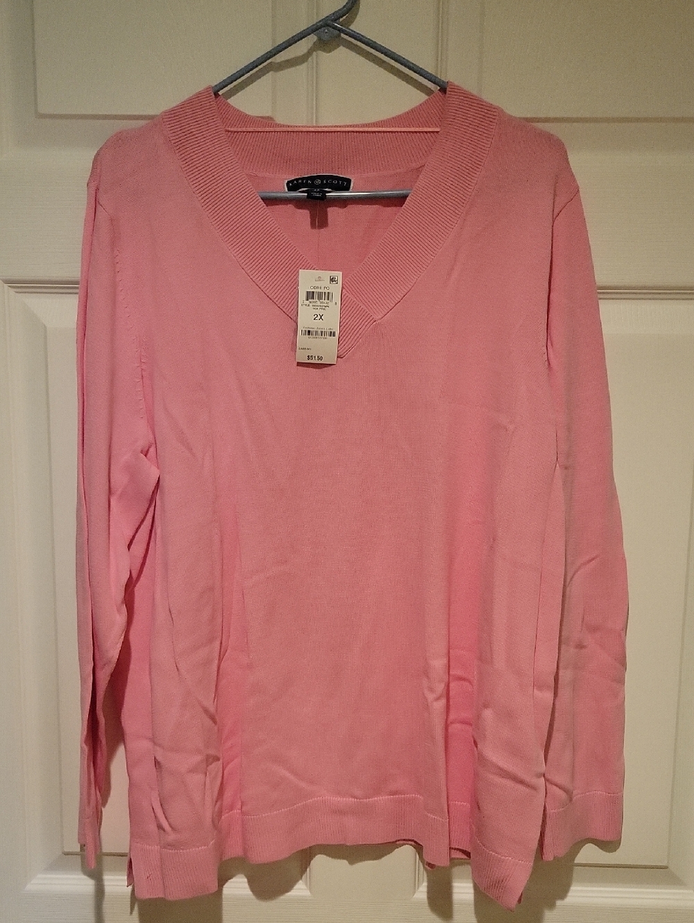 Karen Scott Soft Pink V-Neck Pullover Sweater